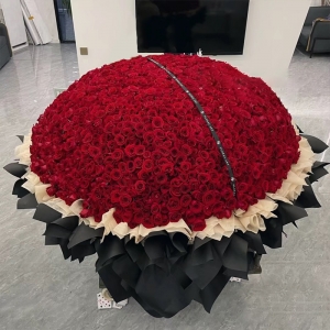 永久爱意-999朵卡罗拉红玫瑰，蝴蝶结表面装饰点缀