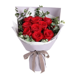 深情密码-红玫瑰11枝，适量尤加利，叶上花搭配