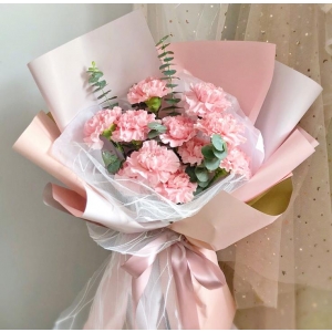 情意满满-11枝粉色康乃馨鲜花花束