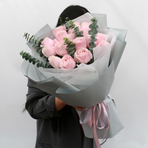 初恋的心-19粉玫瑰鲜花花束