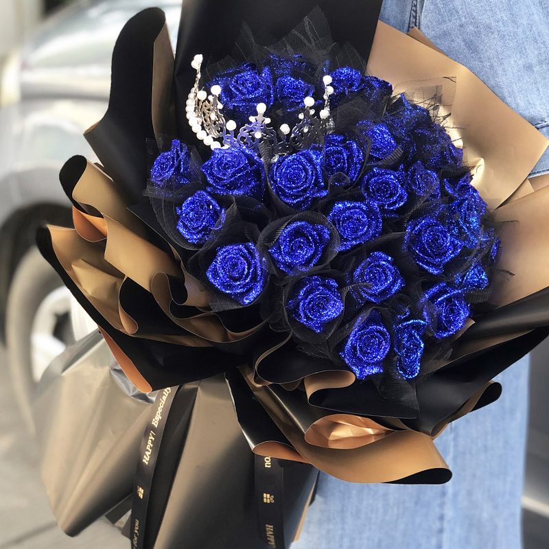 魅力无限- 21朵蓝色妖姬（鲜花），1个皇冠