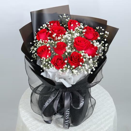 鲜花速递11朵红玫瑰生日礼物表白送女友同事闺蜜同城配送 11朵红玫瑰花束