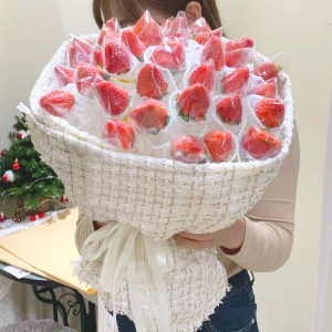 想你莓一天-33颗草莓花束，如图制作