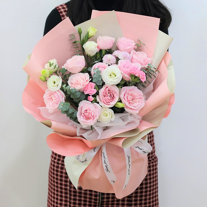 粉雪佳人-11朵粉玫瑰花束