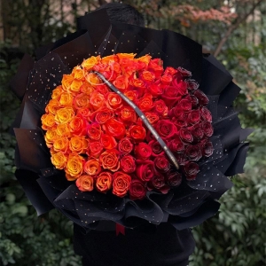 纪念-99枝渐变橙红玫瑰花，如图制作