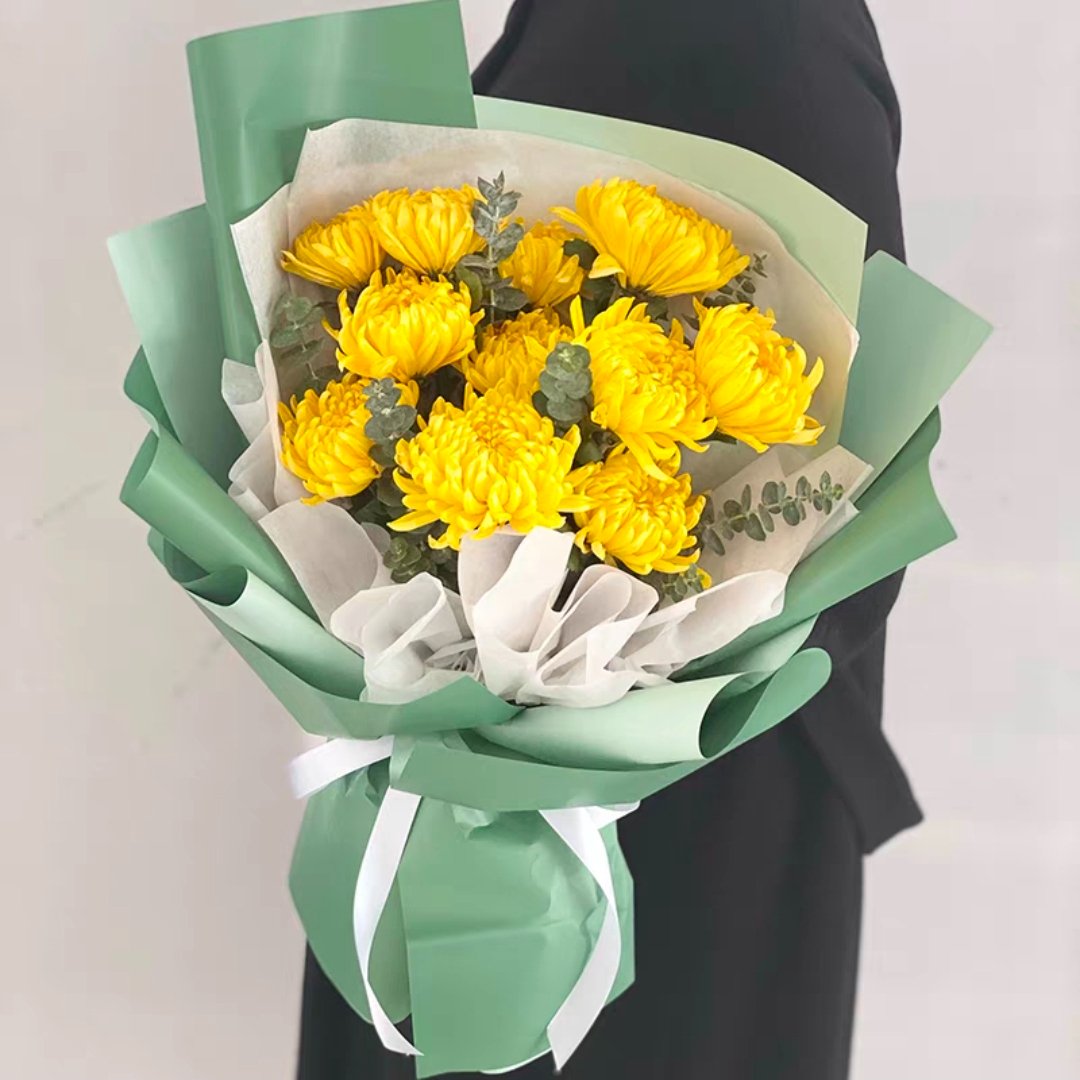 永远怀恋/11朵黄菊花精美花束包装 012