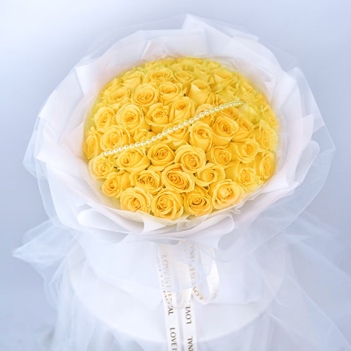 爱花客花店订花鲜花速递黄玫瑰花束送女友老婆生日礼物同城配送 52朵黄玫瑰花束