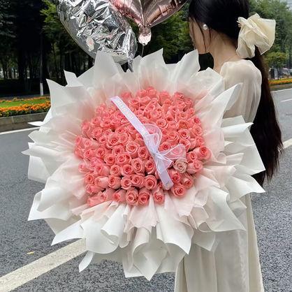 香甜仙女❤99枝戴安娜玫瑰送女友送爱人宠爱花礼-99枝戴安娜玫瑰，1条精美丝带，1根欧根纱蝴蝶结